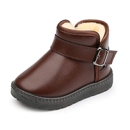 Riou Leder Schneestiefel Baby Jungen Mädchen Wasserdicht Winter Warme Gefüttert Verdicken Plüsch Outdoor Rutschfester Flache Schnalle Babyschuhe Wärmeschuhe Winterschuhe Cover