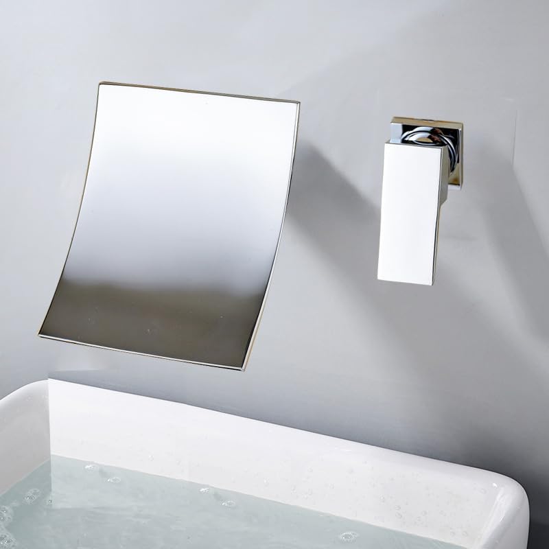 Robinet d'évier répandu mural en chrome poli effet miroir haute brillance