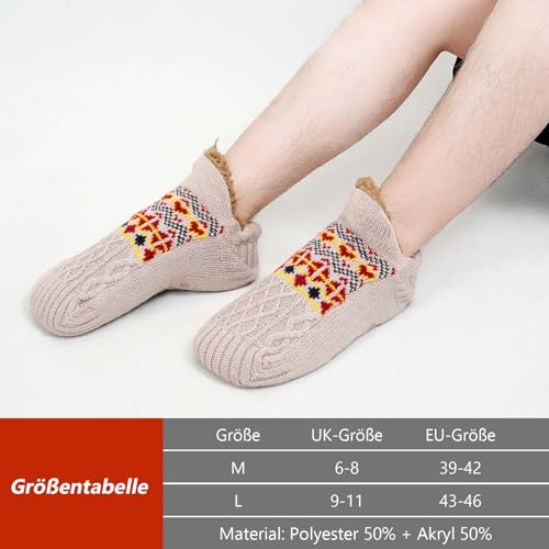 LOFIR Haussocken Hausschuhe Socken für Herren: Winter Warme Kuschelsocken für Männer Weihnachtssocken Stoppersocken Dicke Hüttensocken ABS mit Noppen Flauschige Wintersocken Blau 1 Paar 43-46