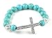 LUOS Simulated Turquoise Beads sideway cross rhinestones bracelet - fashion jewelry