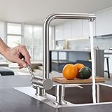 CECIPA Grifo Cocina Abatible, Grifo Fregadero Cocina Moderno, Grifo Abatible Cocina, Grifo Inox Giratorio de 360°, Mezclador de Fregadero, Grifo Plegable de Acero Inoxidable 304