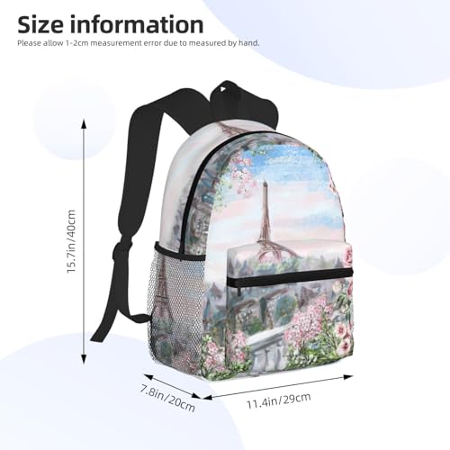 Sac à dos imperméable et décontracté avec imprimé Tour Eiffel de Paris - 3