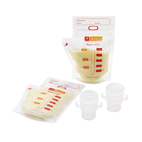 Ameda Store\'N Pour Milk Storage Bags + 2 Adapters - 20 ct - Thumbnail 4