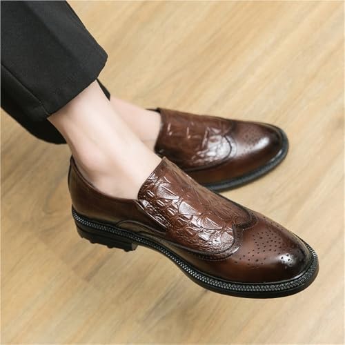 Men Dress Oxford Shoes Business Formal Crocodile Embossed Leather Lace Up Loafers Comfortable Slip Resistant3