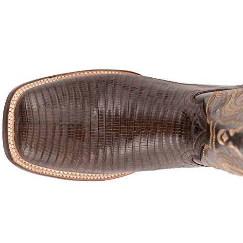 Image of FERRINI Men's Taylor Teju Lizard Square Toe Leather Heeled Western Boots, Chocolate, 11.5 D