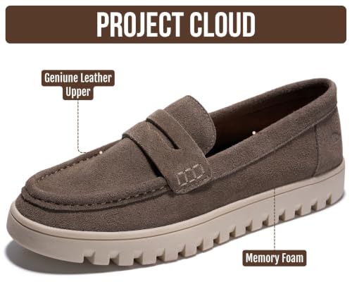 Image of Project Cloud 100% Genuine Leather Loafers for Women - Memory Foam Insoles Slip On Shoes for Women - Lightweight Womens Shoes - Non Slip Womens Loafers (Filide1)