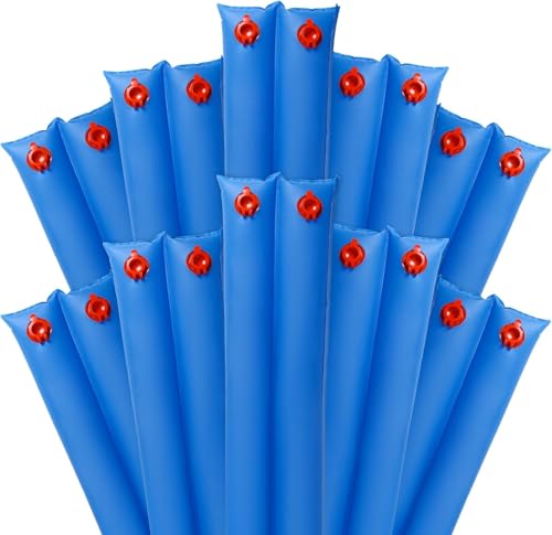 Pool Water Bags,10 Pack 8ft Heavy Duty Double Chamber Water Tubes Pool Cover Weights for Inground Pool,25 Gauge(0.3mm) Durable Water Bags for Winter Pool Cover (Blue)