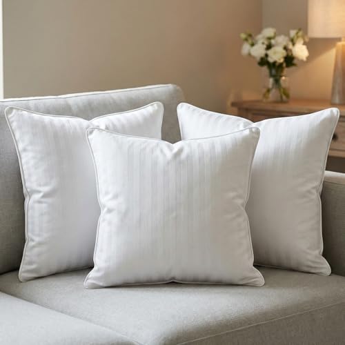 Image of AYKA Microfiber Cushion Filler Set of 3 (16 x 16 Inch) | Soft & Fluffy Sofa Cushions Inserts | Premium Polyester Fiber Throw Pillows for Sofa, Couch, Bed & Living Room Decor | White