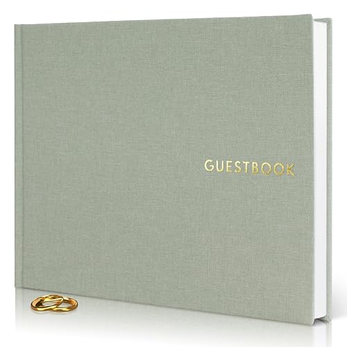 ZICOTO Beautiful Linen Wedding Guest Book for Your Wedding Reception - Simply Elegant Guestbook to Sign in and Add Polaroid Photos - The Perfect Baby Shower Guest Book and Addition to Your Big Day