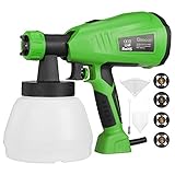 Paint Sprayers for Home, GINOUR 1300ml HVLP Spray Paint Gun with 4 Copper Nozzles, 4 Filter Papers, 3 Spray Patterns, 800ml/min, Flow Control and Perfect for for Fence, Cabinet, Home Painting