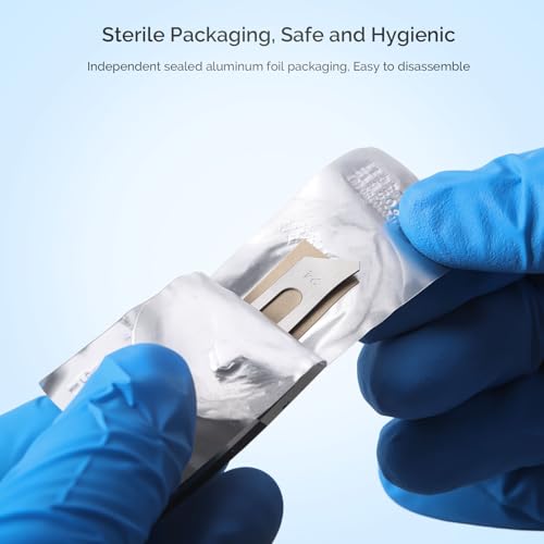 Image of JMU 100pcs Scalpel Blades Sterile #25, Disposable Stainless Steel Surgical Blades, Individually Foil Wrapped