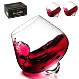 FAHIMEH Bicchieri Whisky Rum Cognac vino Cristallo Rotanti Senza Stelo Degustazione Vetro Inclinati Liquore brandy Cocktail Tumbler Grappa Bicchiere Personalizzato Regalo Set da 2pc 200ml