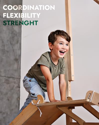 Image of Indoor Jungle Gym Add-On for Swedish Wall, Montessori Climbing Attachment (Swedish Wall Sold Separately)