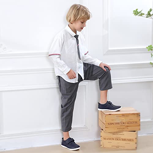 Firelli Boys Loafers Hook And Loop School Uniform Dress Shoes Kids Casual Oxford Shoes (Navy,3) #TOP2