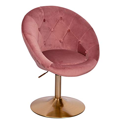 Wohnling Loungesessel Samt Rosa/Gold Design Drehstuhl | Clubsessel Polsterstuhl mit Rückenlehne | Drehsessel Cocktailsessel Lounge | Sessel mit Stoffbezug Cover