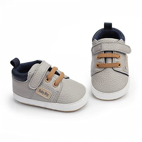 Image of HsdsBebe Baby Boys Girls Pu Leather Hard Bottom Walking Sneakers Toddler Rubber Sole First Walkers Infant Cartoon Slippers Crib Shoes