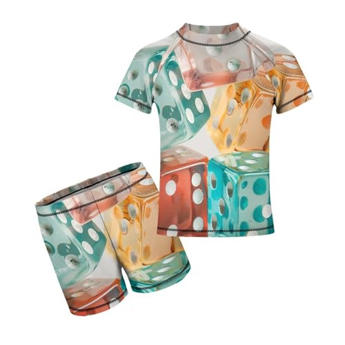 Varicoloured Dice IsolatedChildren's Casual Swimsuit Set - Simple and Versatile10-12Y（150cm）