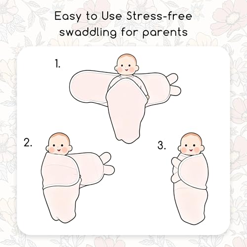Image of Cotton Swaddles for Newborn, Baby Newborn Swaddle 3-6 Month | 2-Pack Soft Adjustable Newborn Swaddle Sleep Sack, Baby Girls & Boys,Wrap Nursery Infant Swaddling Blankets Retro Floral