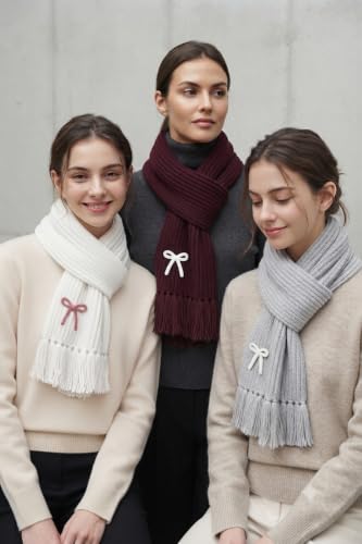 Image of KB STAR Cute Bow Women Casual Luxurious Premium Checkered Acrylic Woolen Muffler /Scarf /Stole for Winter