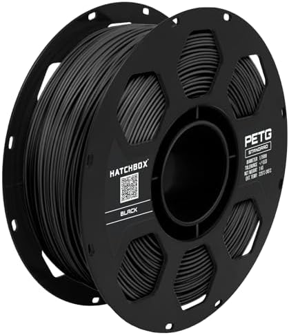 HATCHBOX PETG 3D Printer Filament, Dimensional Accuracy +/- 0.03 mm, 1 kg Spool, 1.75 mm, Black