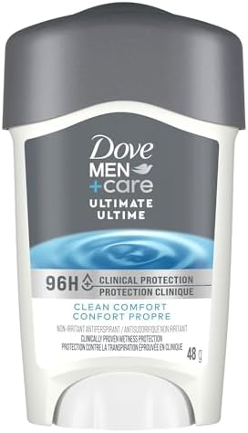 Dove Men+Care 96h Clinical Protection Antiperspirant Deodorant Stick with 1/4 Moisturizers and Vitamin E Clean Comfort Scent 48 g