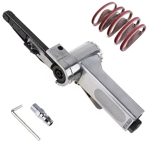 Lijadora de Banda, Lijadora de Lima Lijadora Neumatica 10mm 330mm con 25pcs Bandas Adecuada para Moler Herramientas como Metal Madera Aluminio y Lijado Pulido de Varios Vehículos-Herramienta Neumática