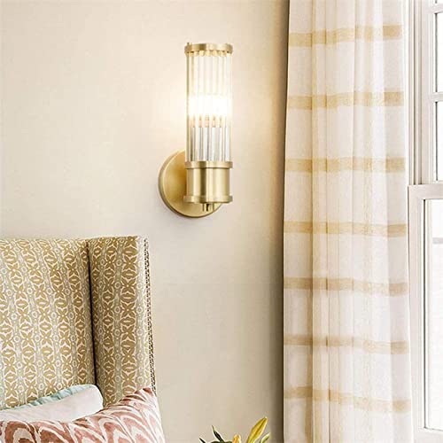 Image of Brikey Brass Gold Crystal Wall Sconce Light Crystal Glass & Gold Base Wall Lamp Wall Mount Light (1-Light)