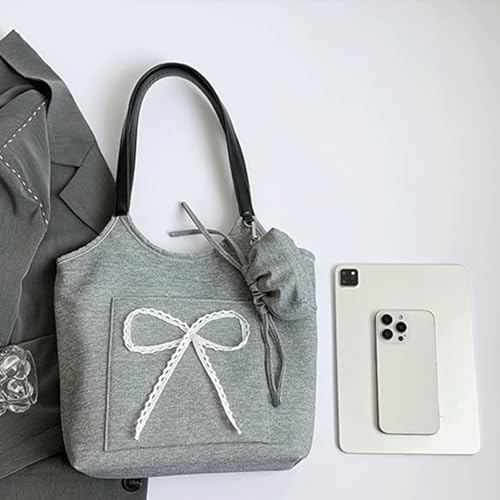 Bow Purse 2 Pcs Denim Bow Purse with Wallet Jean Tote Bag with Mini Drawstring Pouch Trendy Shoulder Bag Gifts4