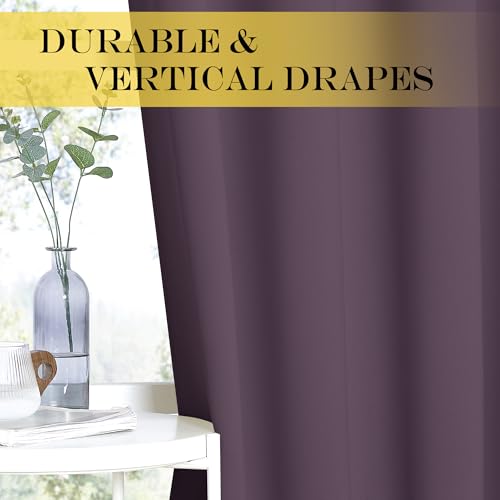NICETOWN Patio Door Curtain 84 inches Long, Grommet Room Divider Curtain Panel Thermal Insulated Room Darkening for Bedroom/Office, Plum, W100 x L84, 1 Panel