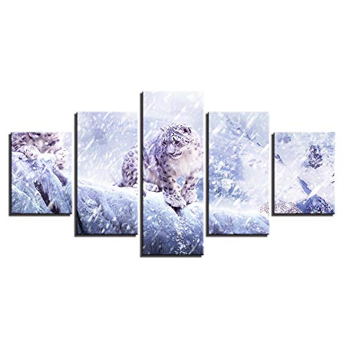 Tableau moderne léopard des neiges impression sur toile haute définition