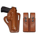 Koltster ALIS30306 2 Slot Pancake Leather Holster Thumb Break RH with Double Magazine Pouch Fits Ber