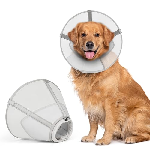 Image of Breathable Mesh Dog Cone Collar for Surgery, Soft Elizabethan Recovery Alternative to Stop Licking,Pet Neck Collar for Large Medium Small Breeds, S