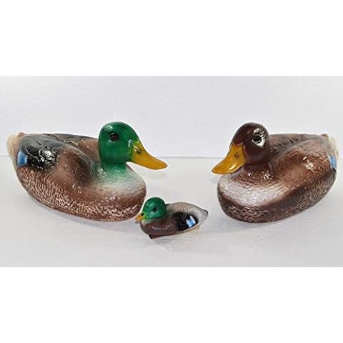 RAKSO Deko Tier Figur Gartenfigur Entenfamilie Ente, Erpel und Entlein als Satz aus Kunststoff H 7-16 cm Cover