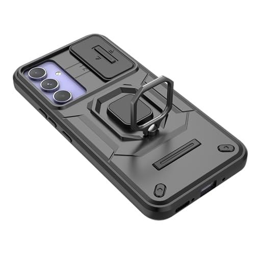 Image of Polycarbonate Camshield Pro Case With Slide Camera Protection And 360 Protection Ring Stand Bumper Back Case Cover For Samsung Galaxy A54 5G (Black)