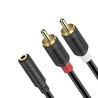 J&D 3.5mm to RCA Stereo Audio Cable, Gold Plated Audiowave Series RCA Male to 3.5mm Female Y Splitter Cable for Smartphones, Tablets, Home Theater, 3 Feet