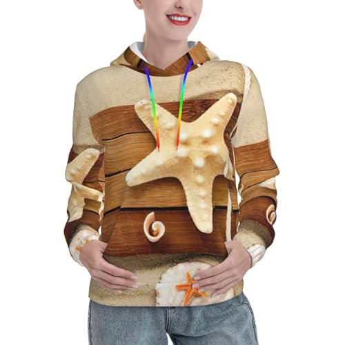 Sweat à capuche imprimé graphique océan avec grande poche kangourou
