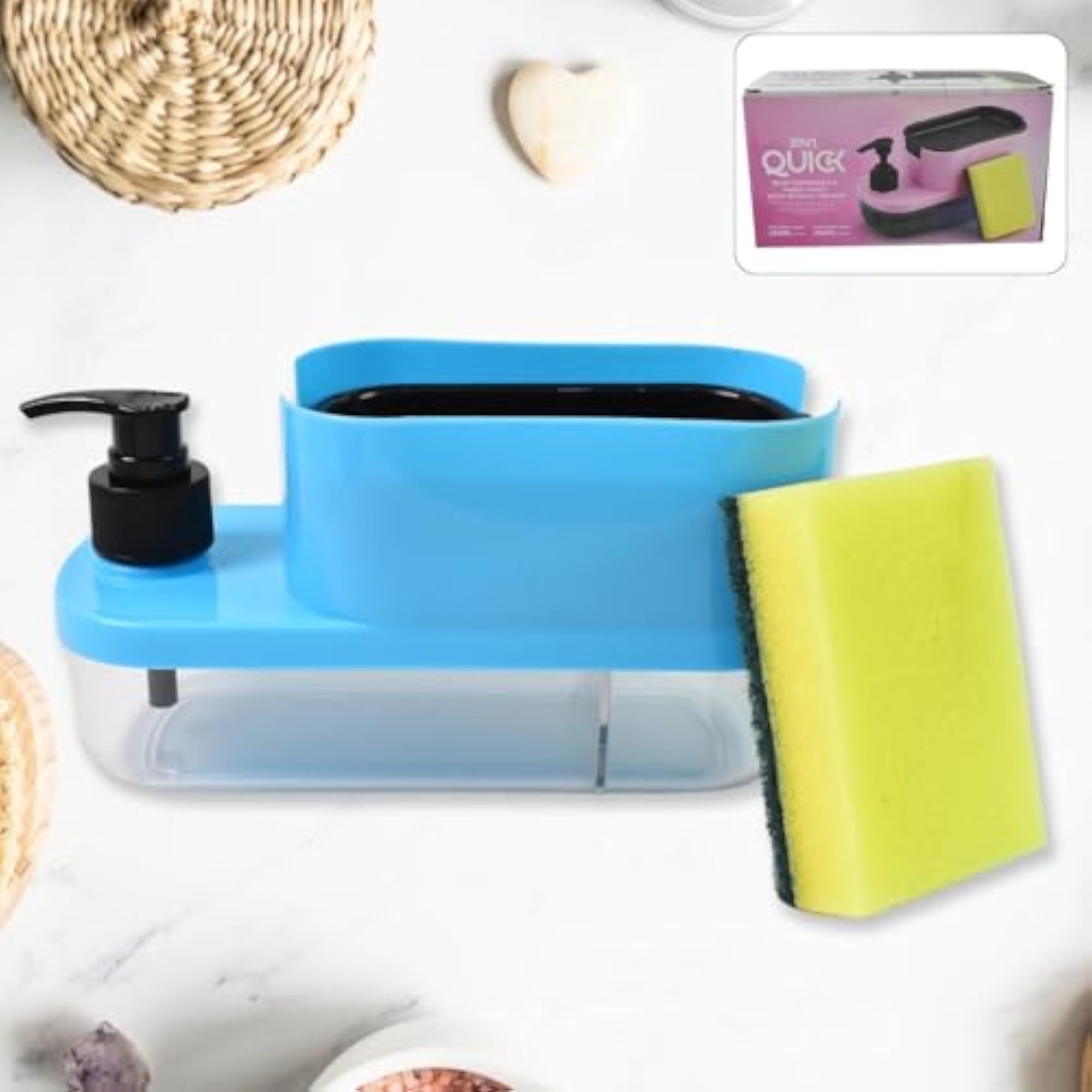 Soap Dispenser and Sponge Holder 3 in 1, Home & Kitchen
