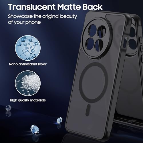MAKAVO Magnetic for OnePlus 13R Case [Fit for MagSafe] Translucent Matte Shockproof Phone Case with Camera Cover, One Plus 13R Slim Thin Yet Military Grade Drop Proof Silicone Bumper Case, Black by MAKAVO - Used condition - Image 6