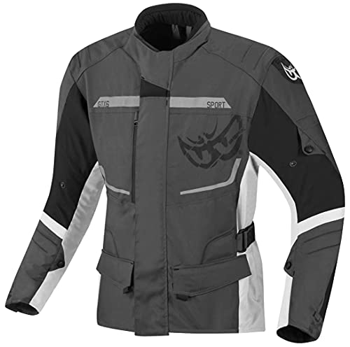 BERIK Tourer Giacca tessile per moto impermeabile, grigio/nero/bianco, 50