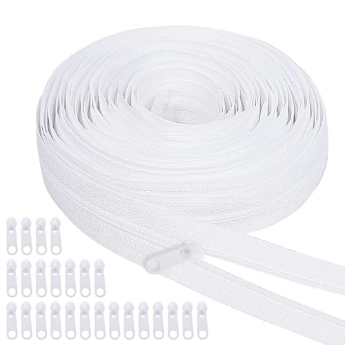 La Confezione Include: Riceverete 20m cerniere lampo infinita divisibile#3,che misura 20 m di lunghezza, larghezza cerniera 2,8 cm, larghezza dente 0,42 cm e 20 tiretti per cerniera, perfetti per strumenti fai-da-te.
