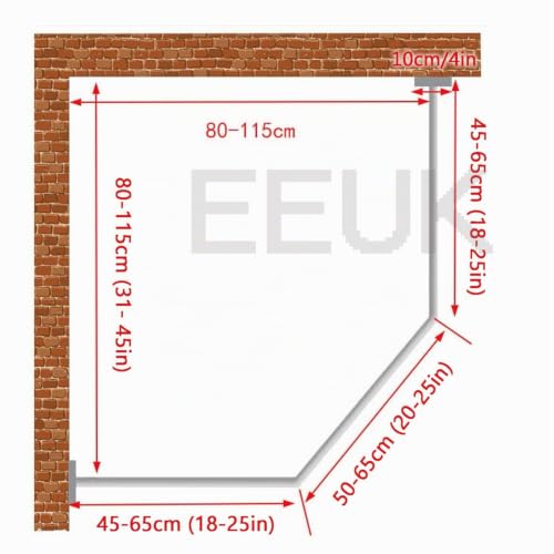 EEUK Tringle Rideau Douche Extensible sans Percage, Support Tringle à Rideaux de Douche Arquée en Acier Inoxydable, Barre Rideau Douche Arrondie en Forme de Diamant(Color:Argent) – vue 4