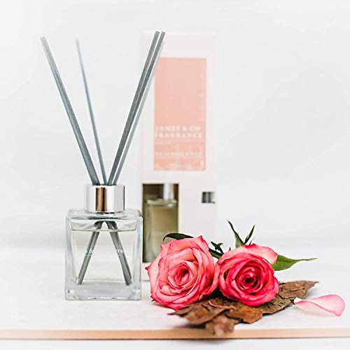 James & Co No.12 Rose & Oud (English Rose & Exotic Woods) 100ml Home Fragrance Reed Diffuser Set