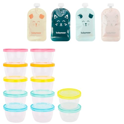 Jané Poches Réutilisables pour Purée Bébé 100 ml, Lot de 12