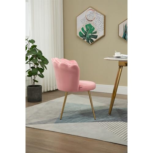 Image of Set of 2 Accent Chair for Living Room | Modern Armchair in Soft Velvet Fabric with Sturdy Legs | Premium Chair for Home Living Room Bedroom Restaurent | (Flower Design, Baby Pink)