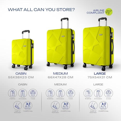 Image of Safari Pentagon Pro 8 Wheels, Trolley Bags, Hard Case Polypropylene, 360º Wheeling Luggage, Suitcase for Travel, Trolley Bags for Travel, Green Lime, Cabin | 55 cm | Small