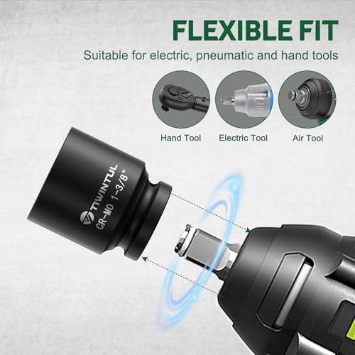 Image of 3 /4 inch Impact Socket Set 30 PCS, SAE 11 /16 inch - 2 inch & Metric 17-60mm | 6-Point Design, CR-MO Steel, Rugged Construction, Heavy Duty Large Impact Sockets for Construction & Agricultural Machinery