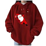 WANGTIANXUE Weihnachten Hoodie Jacke Oberteile Damen Sexy XXL Hoodie Gr 164 Tunika Lila Winterpullover Teenager Bluse Zum Oktoberfest Dirndlbluse Spitze Hochgeschlossen XXL Pullover Nachthemd Weihn