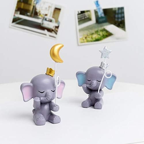 Heallily Elephant Cake Topper Resin Figurine Cute Elephant Shape Ornament Statue Theme Birthday Party Decorations, Perfect for Baby Shower Cake Topper Design Party Decorations Supplies