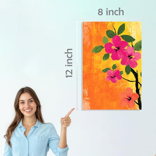 Image of SiddArtify Floral Wall Art Prints Set - Modern Botanical Flower Poster Decor for Living Room Bedroom Office - 8x12 inch Board Pack of 6