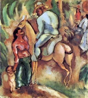 Peinture à l'huile d'art Cuban Rider 1917 de Jules Pascin grand format de prestige